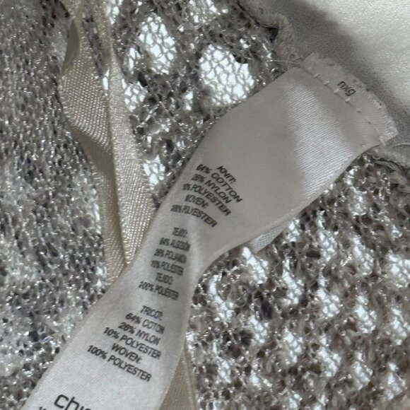 Chicos 2 Womens Knit sweater Layered Design Size large Beige Gray Cotton Blend - Picture 4 of 13